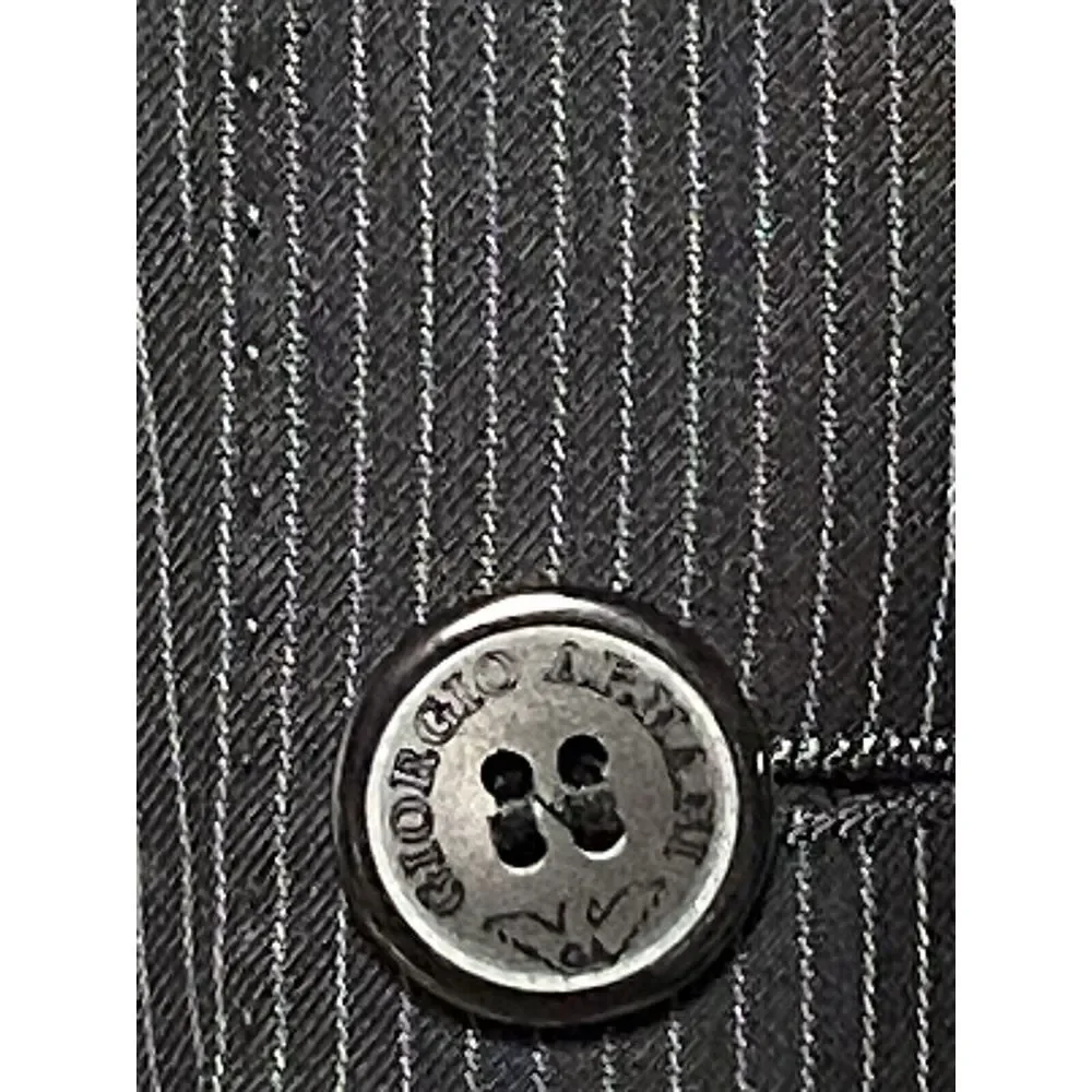 Giorgio Armani Blazer Men 44L Black 3B Italy Career Micro‎ Striped Coat Luxury